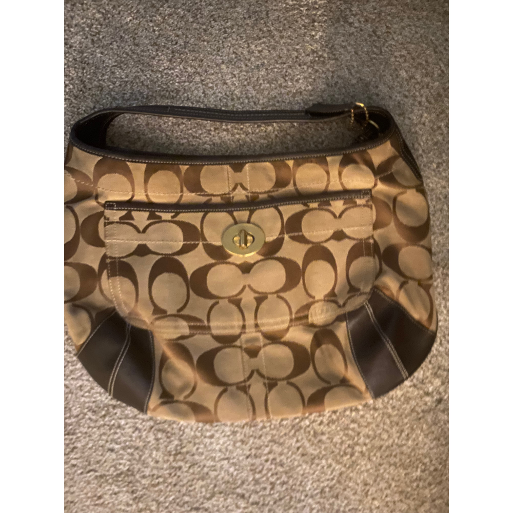Vintage Coach Ergo Signature Canvas Hobo Shoulder Bag with Turnlock in Brown - Picture 5 of 5